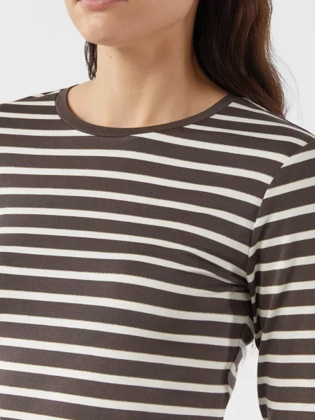 Longsleeve w paski z subtelną błyszczącą przędzą biała