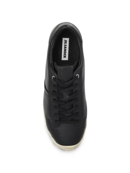 Sneakerși Jil Sander din piele negru