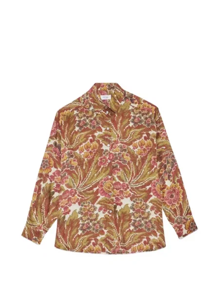 Lung cămașă Ottod’ame cu model floral cu imagine maro