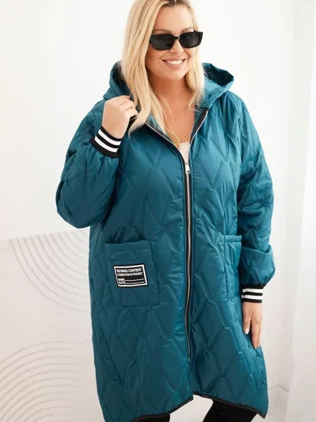 Geacă Kesi Włoski cu glugă turcoaz