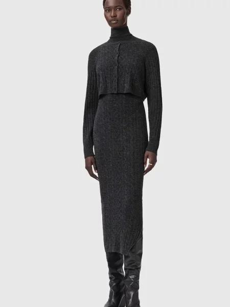 AllSaints rochie și cardigan din lână gri
