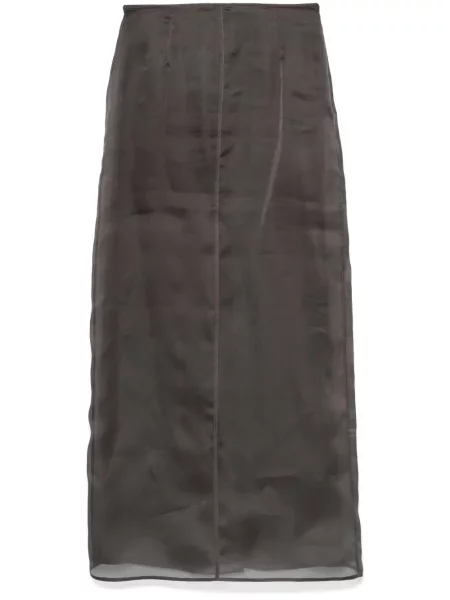Fustă midi Fabiana Filippi până la genunchi din organza gri