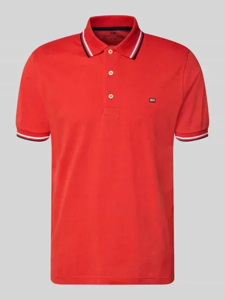 Koszulka polo w kroju regular fit z kontrastowymi paskami Christian Berg Men czerwona