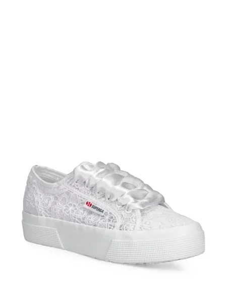 Sneakerși Superga cu platformă din dantelă alb