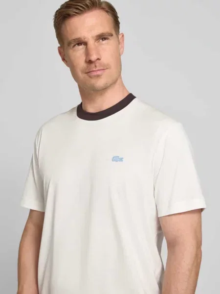 T-shirt o kroju regular fit z czystej bawełny Lacoste biała