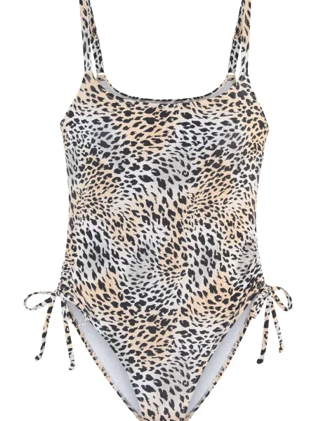 LASCANA Costum de baie întreg gri deschis / roz pudră / negru / murdar alb