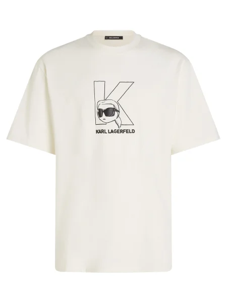Karl Lagerfeld Tricou negru / coajă de ou alb