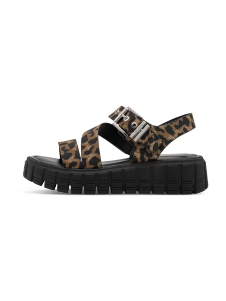 Tamaris Sandale / cappuccino / negru maro
