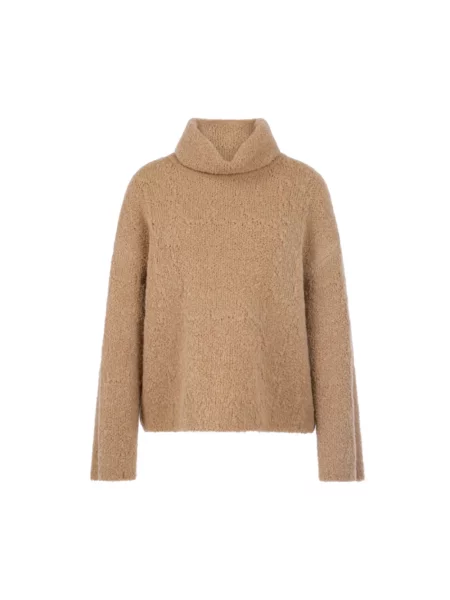Sweter z golfem Marc Cain wełniany brązowy