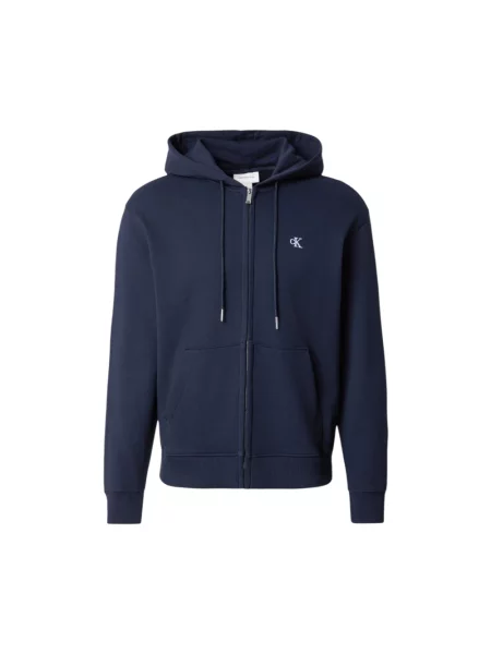 Bluza rozpinana Calvin Klein z kapturem z długim rękawem niebieska