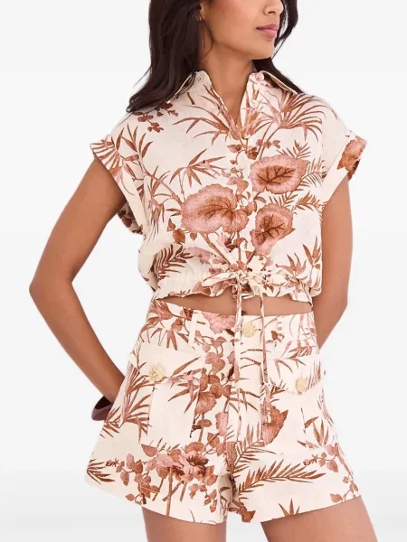 Top Cara Cara de in cu model floral cu imagine alb
