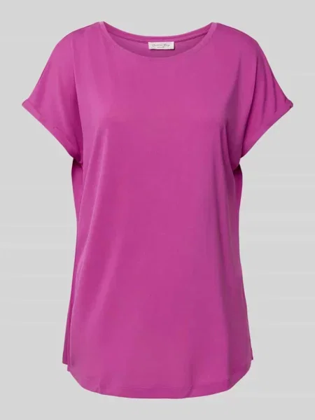 T-shirt z prążkowanym okrągłym dekoltem Christian Berg Woman fioletowa