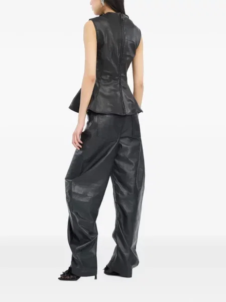 Pantaloni Rotate Birger Christensen din piele negru