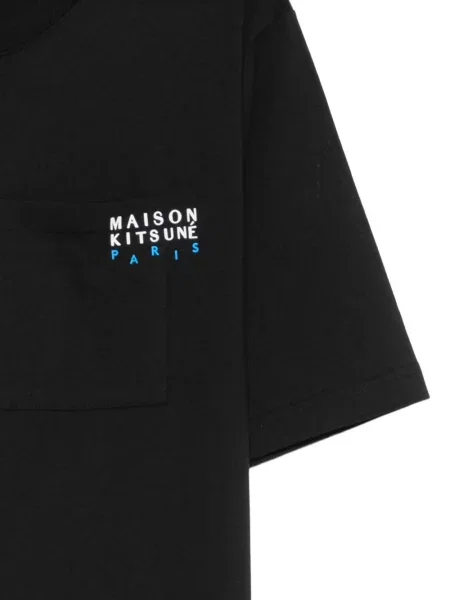 Tricou Maison Kitsune cu imagine negru