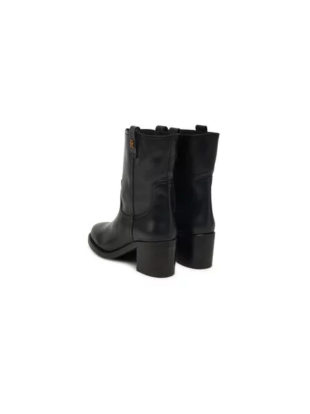 Tommy Hilfiger Škornji Riding Lthr Mid Boot Block Heel črna