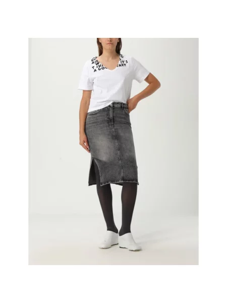 Koszulka Mm6 Maison Margiela z dekoltem w serek biała