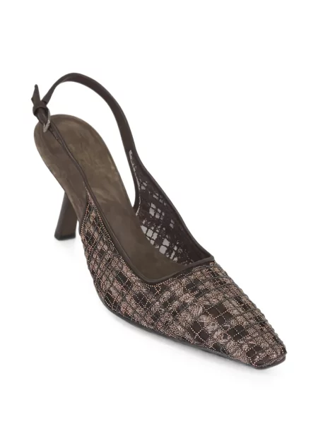 Pantofi cu toc Brunello Cucinelli în carouri maro