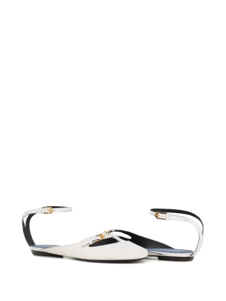 Pantofi cu toc Lanvin fără toc cu cataramă alb