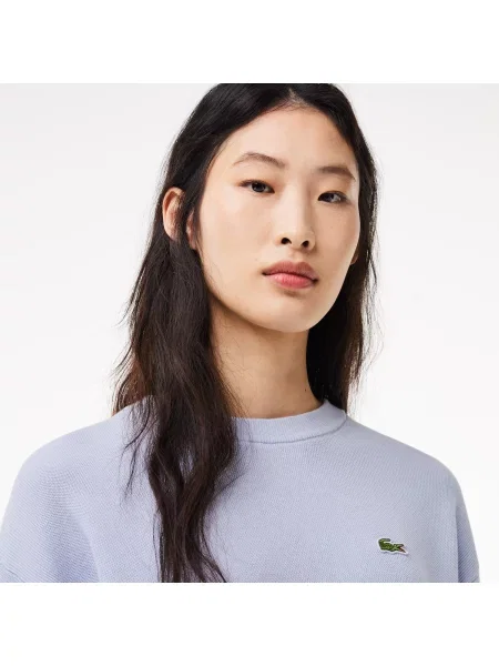 Lacoste Sweter Z Okrągłym Dekoltem Z Bawełny Organicznej niebieski