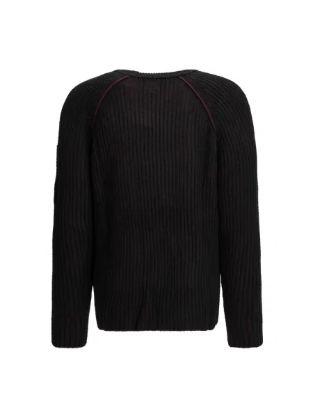 Lniany sweter C.p. Company z okrągłym dekoltem czarny