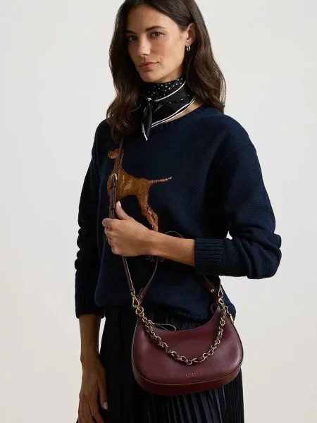 Кожаная сумка хобо Lauren Ralph Lauren