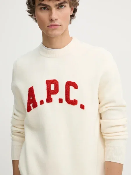 Вълнен пуловер A.P.C. pull joshua мъжки бежово