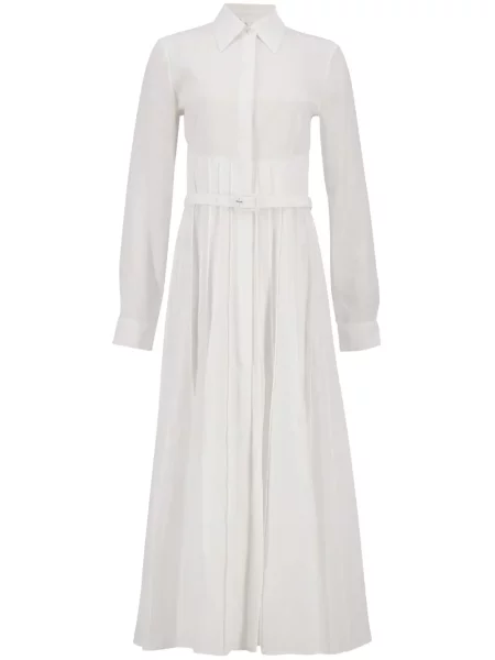 Lniana sukienka koszulowa Gabriela Hearst garniturowa biała