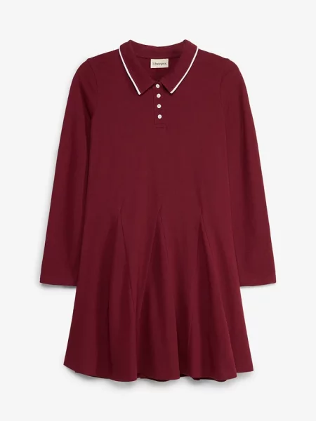 Rozkloszowana sukienka T-shirtowa z czystej bawełny organicznej czerwona