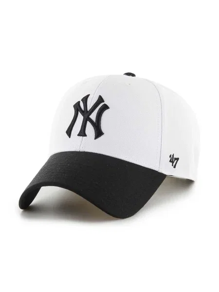 Шапка с козирка 47 brand MLB New York Yankees с апликация бяло