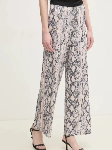 OUI pantaloni femei drept high waist bej