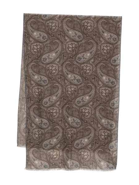Fular Dell'oglio cu franjuri cu model paisley maro