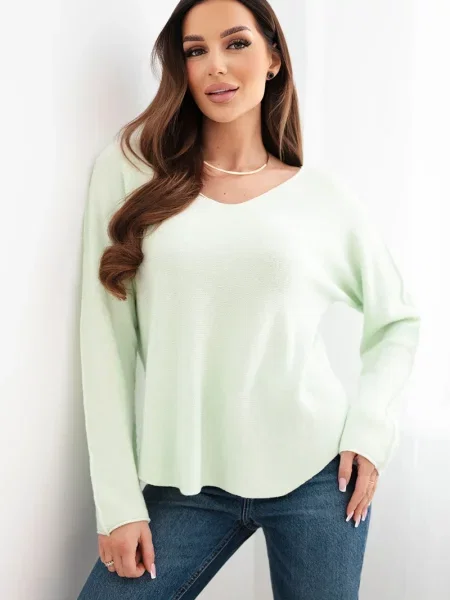 Pulover Kesi Włoski cu decolteu în V albastru