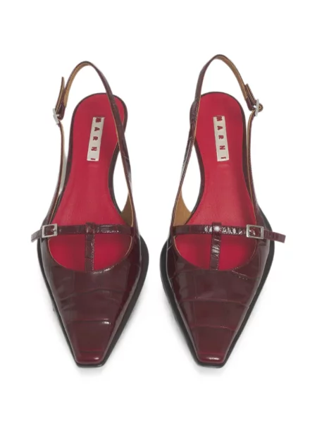 Pantofi cu toc Marni din piele slingback roșu