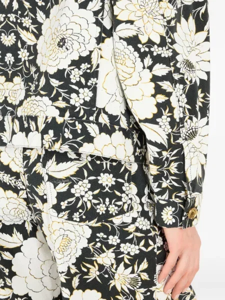 Geacă de blugi Roberto Cavalli cu model floral cu imagine alb