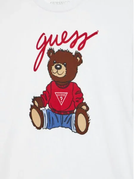 GUESS Marškinėliai mėlyna / ruda / raudona balta