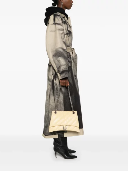 Iš natūralios odos odinė rankinė Balenciaga Crush geltona