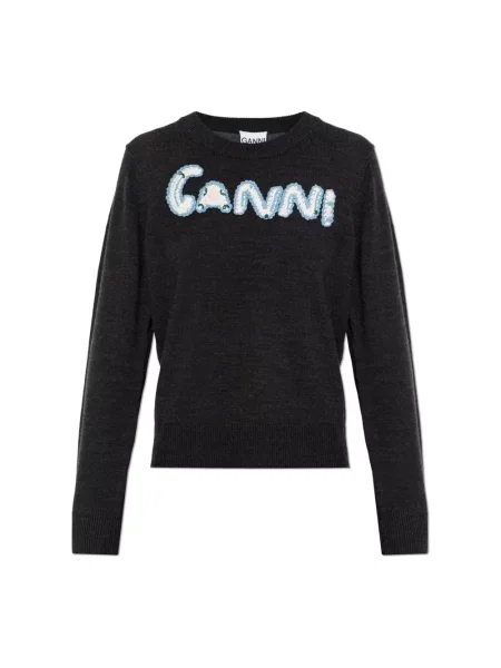 Sweter Ganni z logo czarny