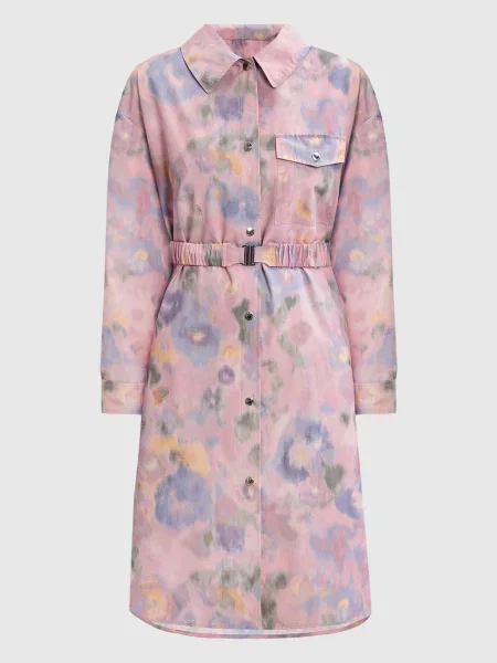 Плащ в абстрактний принт Yves Salomon Army рожевий