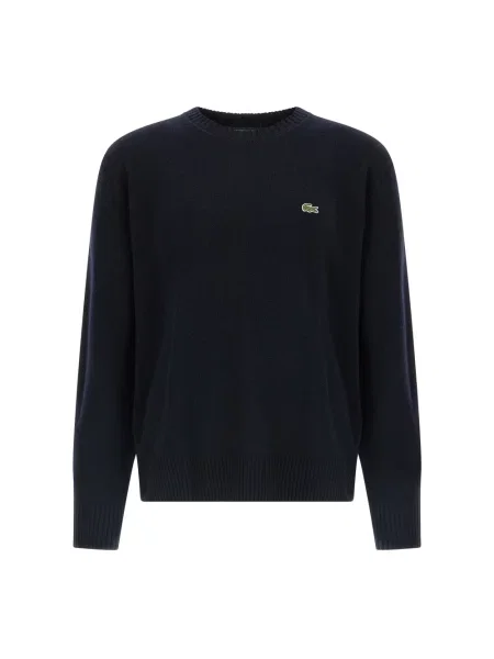 Bluza Lacoste wełniana z długim rękawem niebieska