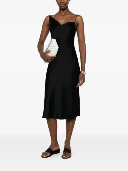 Rochie midi Stella Mccartney asimetrică negru