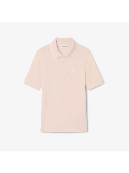 Lacoste Dwukolorowa Koszulka Polo Slim Fit Z Naszywką różowa