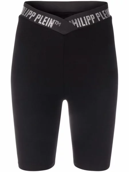 Talia szorty Philipp Plein z wysoką talią z kamieniami czarne
