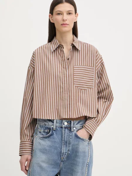 Rag & Bone cămașă pentru femei din marin maro