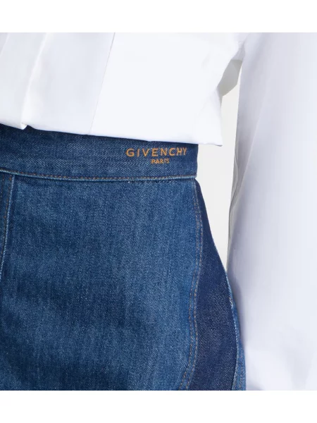 Fustă din denim Givenchy cu autograf albastru