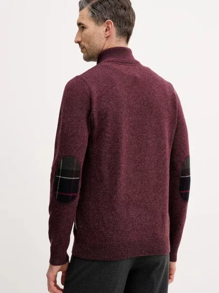 Barbour pulover de lână bordo cu guler