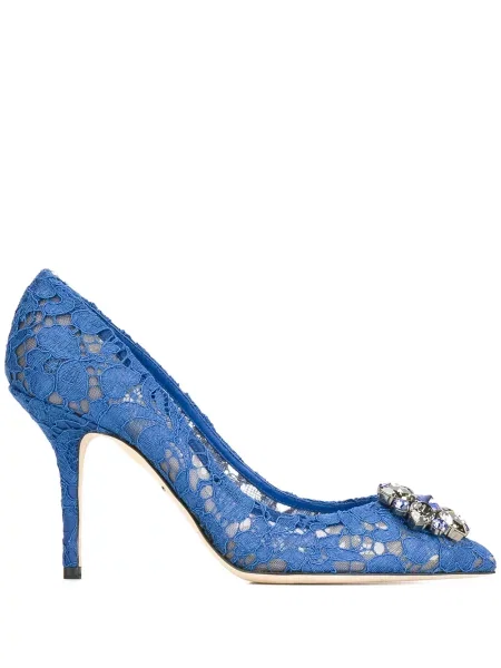 Pantofi cu toc Dolce & Gabbana din dantelă albastru