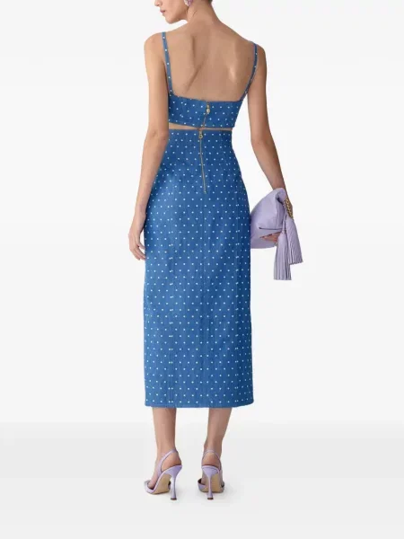 Top scurt Carolina Herrera cu buline albastru