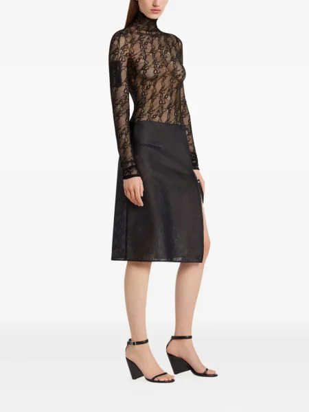 Top Courreges din dantelă negru
