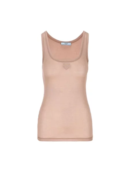 Top Prada z logo beżowy