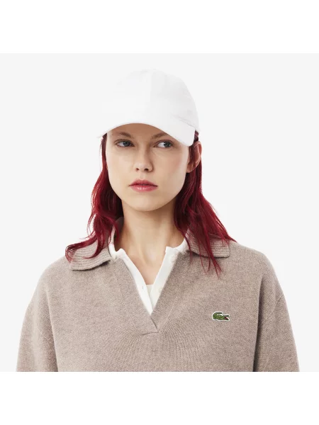 Lacoste Kaszmirowy Sweter Z Kołnierzykiem Polo 3D beżowa